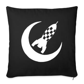 White rocket and half moon - Sofa pillowcase 17,3'' x 17,3'' (45 x 45 cm) - black - Front