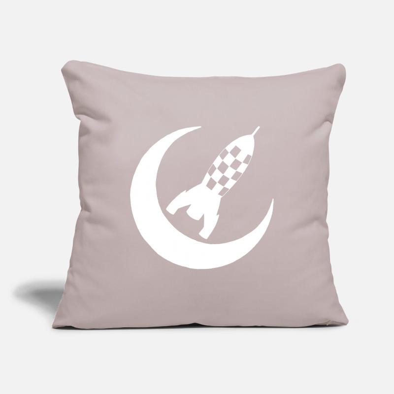 Fusée blanche et demi lune Housse de coussin décorative 45 x 45 cm