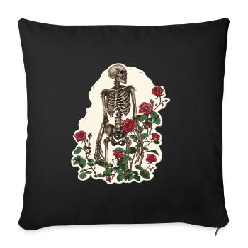 Plant Lover Skeleton Flowers - Sofa pillowcase 17,3'' x 17,3'' (45 x 45 cm) - black - Front