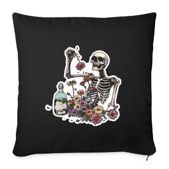 Plant Lover Skeleton Flowers - Sofa pillowcase 17,3'' x 17,3'' (45 x 45 cm) - black - Front