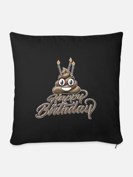 Alles Gute zum Geburtstag Kacke mit drei Kerzen - Sofakissenbezug 45 x 45 cm - Schwarz