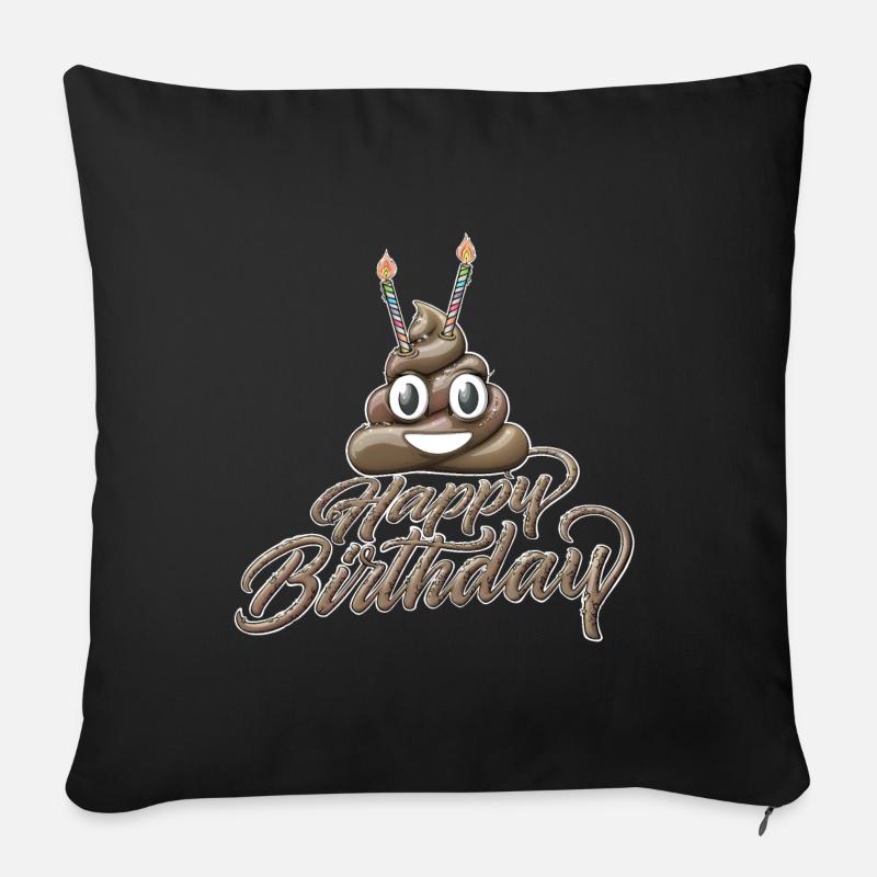 Alles Gute zum Geburtstag Kacke mit zwei Kerzen - Sofakissenbezug 45 x 45 cm - Schwarz