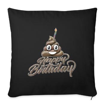 Happy birthday Poo with one candle - Sofa pillowcase 17,3'' x 17,3'' (45 x 45 cm) - black - Front