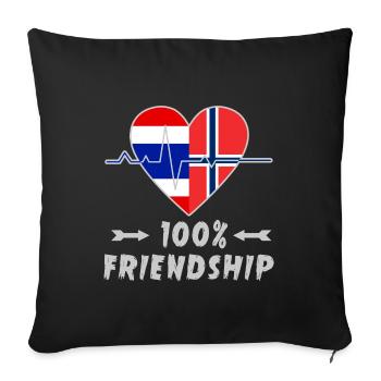 100 % amitié entre la Thaïlande et la Norvège - Housse de coussin décorative 45 x 45 cm - noir - Devant
