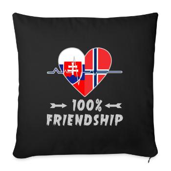 Slowakei und Norwegen 100% Freundschaft - Sofakissenbezug 45 x 45 cm - Schwarz - Vorne