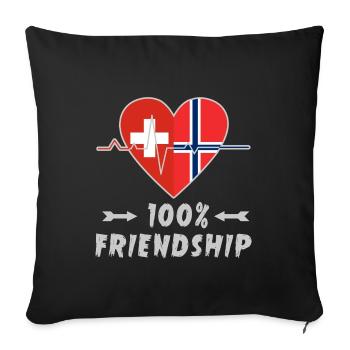 Switzerland and Norway 100% friendship - Sofa pillowcase 17,3'' x 17,3'' (45 x 45 cm) - black - Front