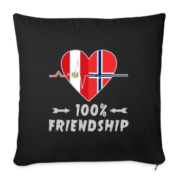 100 % amitié entre le Pérou et la Norvège - Housse de coussin décorative 45 x 45 cm - noir - Devant