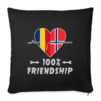 100 % amitié entre la Roumanie et la Norvège - Housse de coussin décorative 45 x 45 cm - noir - Devant