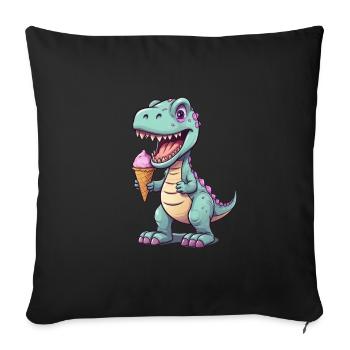 Dino eats cream - Sofa pillowcase 17,3'' x 17,3'' (45 x 45 cm) - black - Front