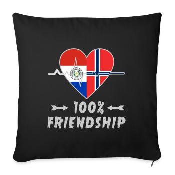 100 % amitié entre le Paraguay et la Norvège - Housse de coussin décorative 45 x 45 cm - noir - Devant