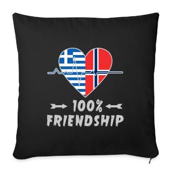 100 % amitié entre la Grèce et la Norvège - Housse de coussin décorative 45 x 45 cm - noir - Devant