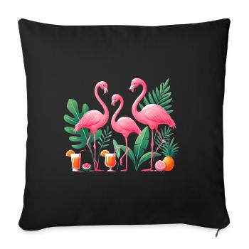 Tropical Flamingos Juices Illustration - Sofa pillowcase 17,3'' x 17,3'' (45 x 45 cm) - black - Front