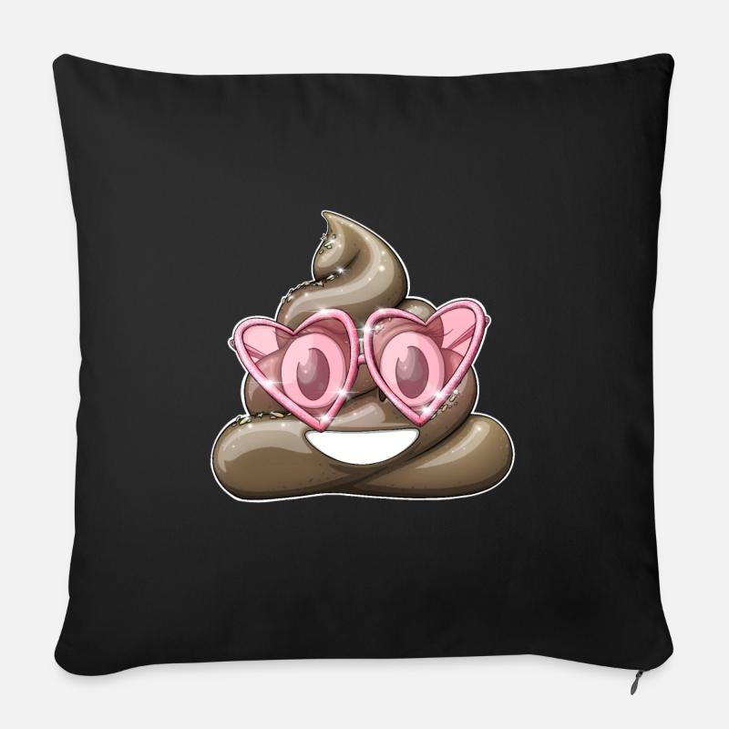 Häufen Sie Kacke mit rosa Gläsern ab - Sofakissenbezug 45 x 45 cm - Schwarz