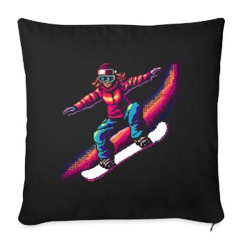 Pixel de snowboard - Housse de coussin décorative 45 x 45 cm - noir - Devant