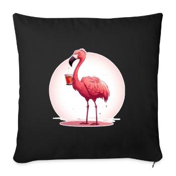 Flamingo drinks coffee - Sofa pillowcase 17,3'' x 17,3'' (45 x 45 cm) - black - Front