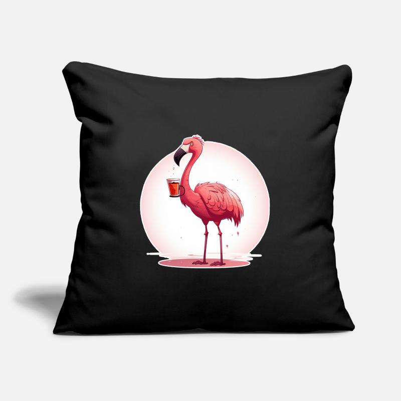 Flamingo drinks coffee Sofa pillowcase 17,3'' x 17,3'' (45 x 45 cm)