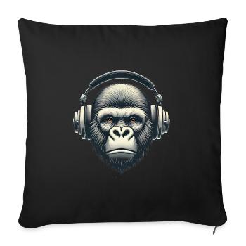 Gorilla with Headphones Artistic Design - Sofa pillowcase 17,3'' x 17,3'' (45 x 45 cm) - black - Front