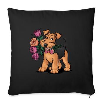 Airedale Terrier - Housse de coussin décorative 45 x 45 cm - noir - Devant