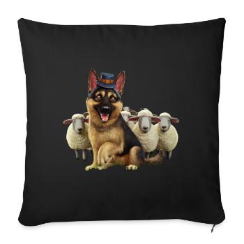 German Shepherd with Little Sheep - Sofa pillowcase 17,3'' x 17,3'' (45 x 45 cm) - black - Front