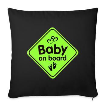 naissance, bébé, enfant - Housse de coussin décorative 45 x 45 cm - noir - Devant