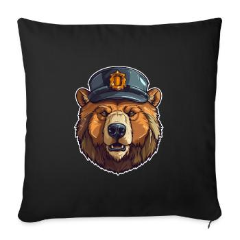 Ours Police Casquette Ours Portrait - Housse de coussin décorative 45 x 45 cm - noir - Devant