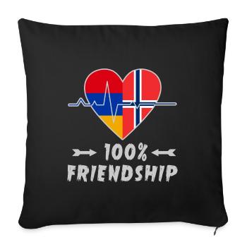 L'Arménie et la Norvège : amitié à 100 % - Housse de coussin décorative 45 x 45 cm - noir - Devant