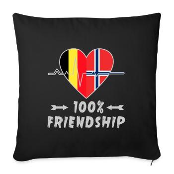 Belgium and Norway 100% friendship - Sofa pillowcase 17,3'' x 17,3'' (45 x 45 cm) - black - Front