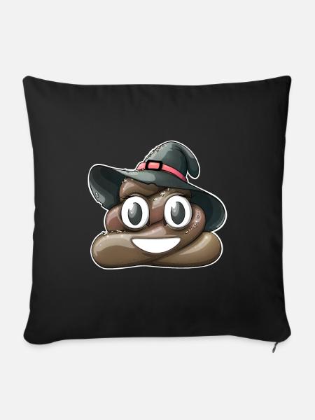 Sorcière Pile de caca - Housse de coussin décorative 45 x 45 cm - noir