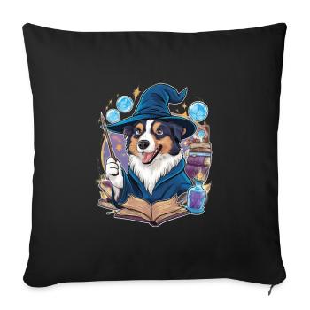 Berger Australien Magicien avec Baguette - Housse de coussin décorative 45 x 45 cm - noir - Devant