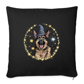 German Shepherd is magician with magic wand - Sofa pillowcase 17,3'' x 17,3'' (45 x 45 cm) - black - Front