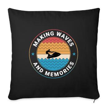 Retro Jet Skiing Adventure Ocean Waves Sunset - Sofa pillowcase 17,3'' x 17,3'' (45 x 45 cm) - black - Front