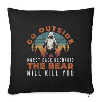 Grizzly Gefahr - Sofakissenbezug 45 x 45 cm - Schwarz - Vorne