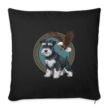 Miniature Schnauzer with majestic bald eagle - Sofa pillowcase 17,3'' x 17,3'' (45 x 45 cm) - black - Front