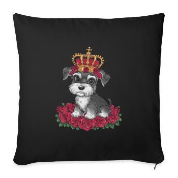 Schnauzer miniature royal avec couronne style dessin animé - Housse de coussin décorative 45 x 45 cm - noir - Devant