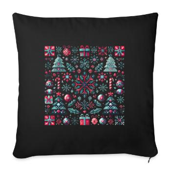 Festive Pixel Art Christmas Pattern - Sofa pillowcase 17,3'' x 17,3'' (45 x 45 cm) - black - Front