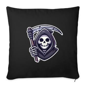 faucheuse souriante faux illustration - Housse de coussin décorative 45 x 45 cm - noir - Devant