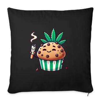 Muffin réfrigéré avec joint de feuille - Housse de coussin décorative 45 x 45 cm - noir - Devant