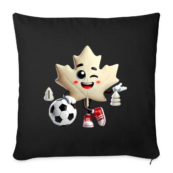 Mascotte de soccer de la feuille d’érable du Canada - Housse de coussin décorative 45 x 45 cm - noir - Devant