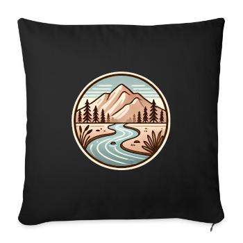 Friedliches Berg-Natur-Abzeichen-Design - Sofakissenbezug 45 x 45 cm - Schwarz - Vorne