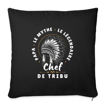 Papa le mythe le légendaire Chef de tribu - Housse de coussin décorative 45 x 45 cm - noir - Devant