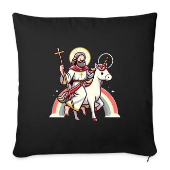 Saint Riding Unicorn Cartoon Design - Sofa pillowcase 17,3'' x 17,3'' (45 x 45 cm) - black - Front