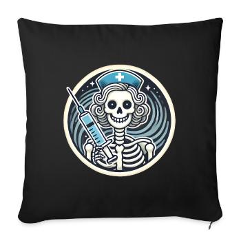Insigne d’infirmière squelette sombre mais attentionné - Housse de coussin décorative 45 x 45 cm - noir - Devant