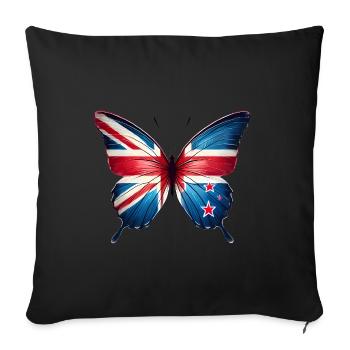 Drapeau de la Nouvelle-Zélande Papillon Design - Housse de coussin décorative 45 x 45 cm - noir - Devant