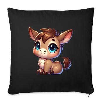 Adorable BigEyed Donkey Cartoon - Sofa pillowcase 17,3'' x 17,3'' (45 x 45 cm) - black - Front