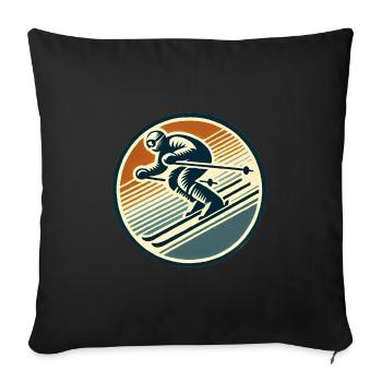 Conception de badge de ski rétro - Housse de coussin décorative 45 x 45 cm - noir - Devant