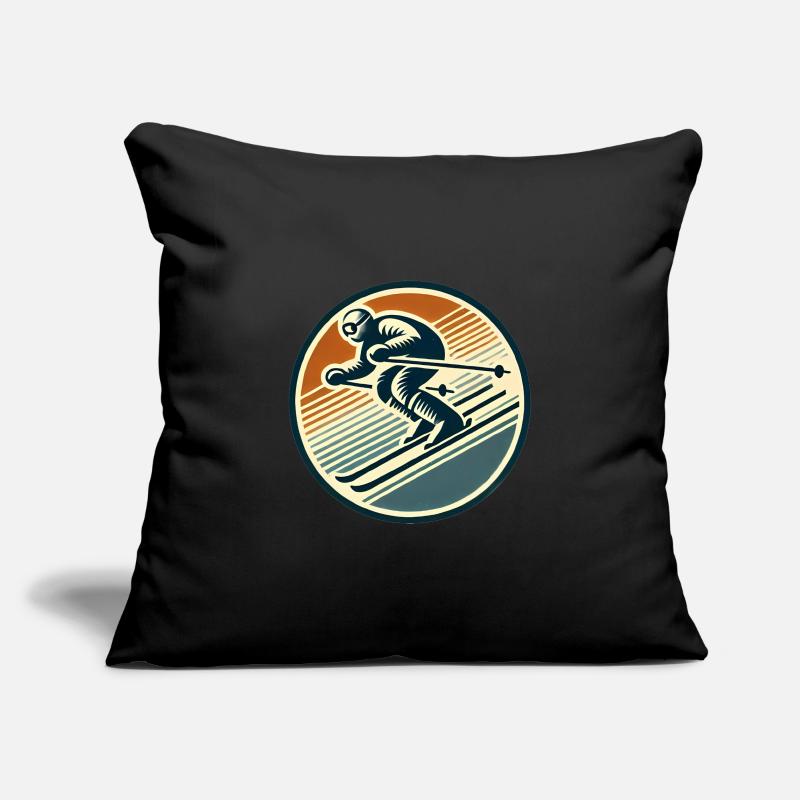 Conception de badge de ski rétro Housse de coussin décorative 45 x 45 cm