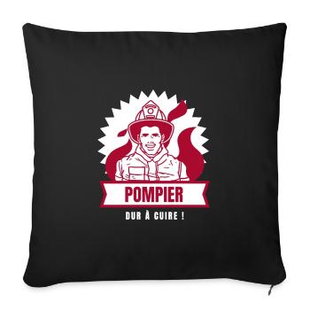 POMPIER, DUR À CUIRE ! - Housse de coussin décorative 45 x 45 cm - noir - Devant