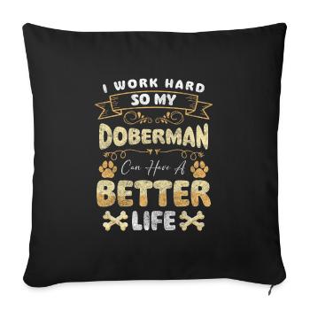 Doberman pedigree dog protection guard protection - Sofa pillowcase 17,3'' x 17,3'' (45 x 45 cm) - black - Front