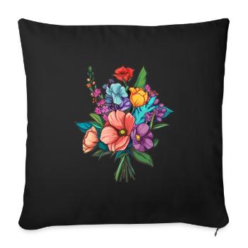Bouquet Flowers Blossoms - Sofa pillowcase 17,3'' x 17,3'' (45 x 45 cm) - black - Front