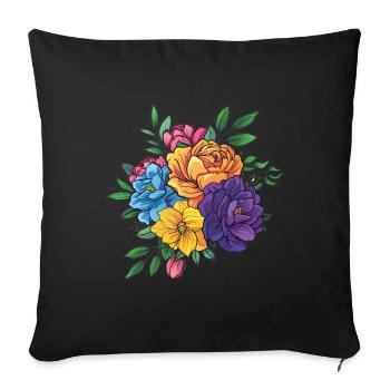 Bouquet Flowers Blossoms - Sofa pillowcase 17,3'' x 17,3'' (45 x 45 cm) - black - Front
